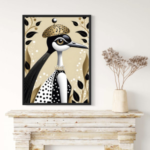 Plakat surrealistyczny, kobieta-ptak