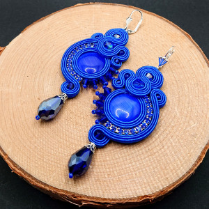 KOBALTOWE KOLCZYKI SUTASZ Z KOCIM OKIEM