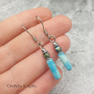 Kolczyki- tytanowy hematyt i lazurowy jaspis