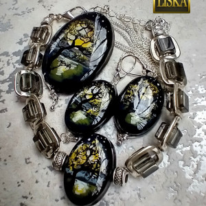 Ręcznie malowane III - komplet biżuterii