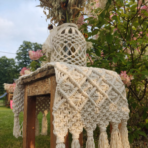 Bieżnik makramowy w stylu Boho w kolorze naturalnym