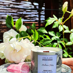 Zestaw prezentowy świeca sojowa + podkładka + dekoracja