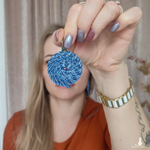 Kolczyki koła niebieska mozaika lekkie