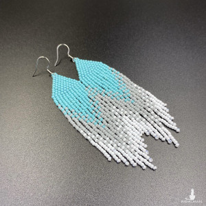 Kolczyki cieniowane turkusowy, szary, biały #784