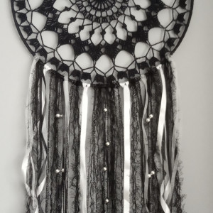 Czarno biały łapacz snów 45 cm