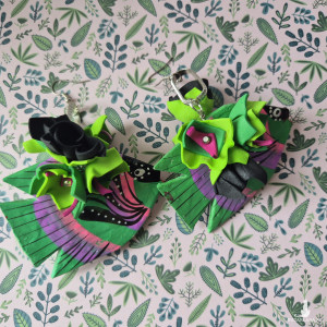 Kolczyki  drewniane ryby malowane