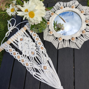 Zestaw Boho kwietnik oraz mandala z lusterkiem