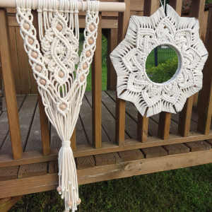 Zestaw Boho kwietnik oraz mandala z lusterkiem