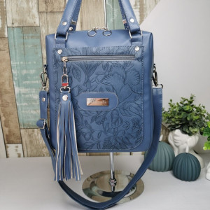 Torebka damska na ramię zamykana torebka box  ekoskóra - Alabama wytłaczane kwiaty 2