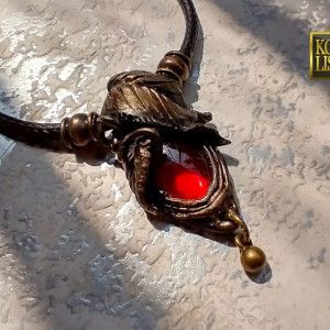 Ognik - naszyjnik z modeliny i szkła