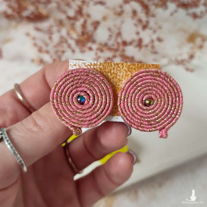 Kolczyki różowo złote małe koła lekkie