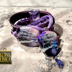 Ręcznie malowane IX - bransoleta i wisior