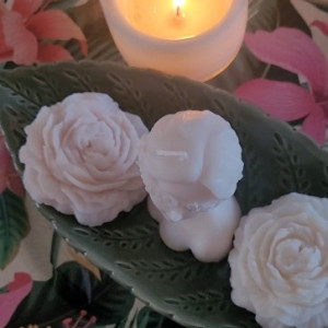 Świece sojowe-zestaw upominkowy - dziewczyna i 2 piwonie