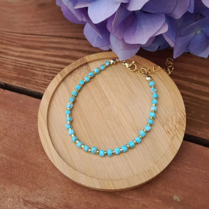 Bransoletka z kamieni naturalnych - Turkus , Hematyt, stal 067/24