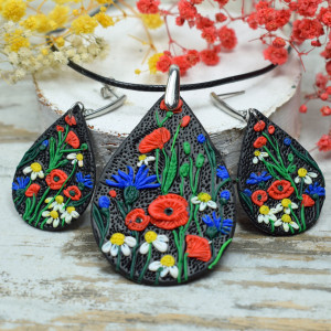 Polne kwiaty - unikatowy komplet biżuterii