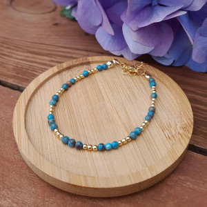 Bransoletka z kamieni naturalnych - Jaspis cesarski morski , Hematyt, stal 072/24