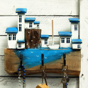 Mały wieszak z domkami - Wakacje na Cykladach