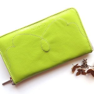 Portfel skórzany na zamek zielony