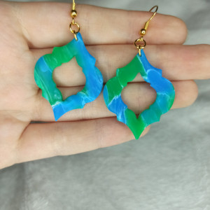 Kolczyki wiszące zielono niebieskie