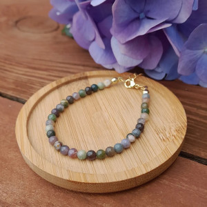 Bransoletka z kamieni naturalnych - Agat indyjski, stal szlachena 096/24