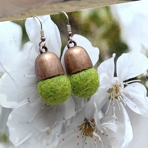 Kolczyki Bryłki Zielone z Filcu2 kol24.4