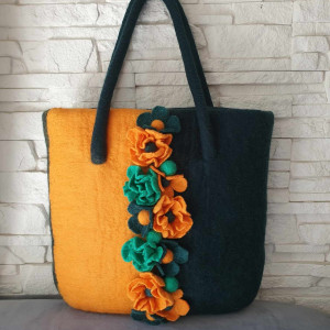 Duża torba w kolorach melona i butelkowaj zieleni