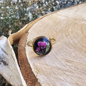 Złoty pierścionek regulowany kwiaty z kwiatami kwiatem różowa gipsówka