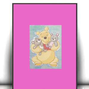 Kubuś Puchatek plakat A4, różowy obrazek do pokoju dziewczynki, miś plakat dla dziewczynki, bajkowe obrazki do dziecięcego pokoju, plakat z misiem, plakat z Kubusiem Puchatkiem, posters 21x30