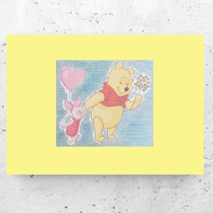 Kubuś Puchatek plakat A4, obrazek z Kubusiem Puchatkiem i Prosiaczkiem, plakaty dla dzieci, fajny obrazek do dziecięcego pokoju, posters 21x30, bajkowe plakaty na ścianę, plakat z misiem