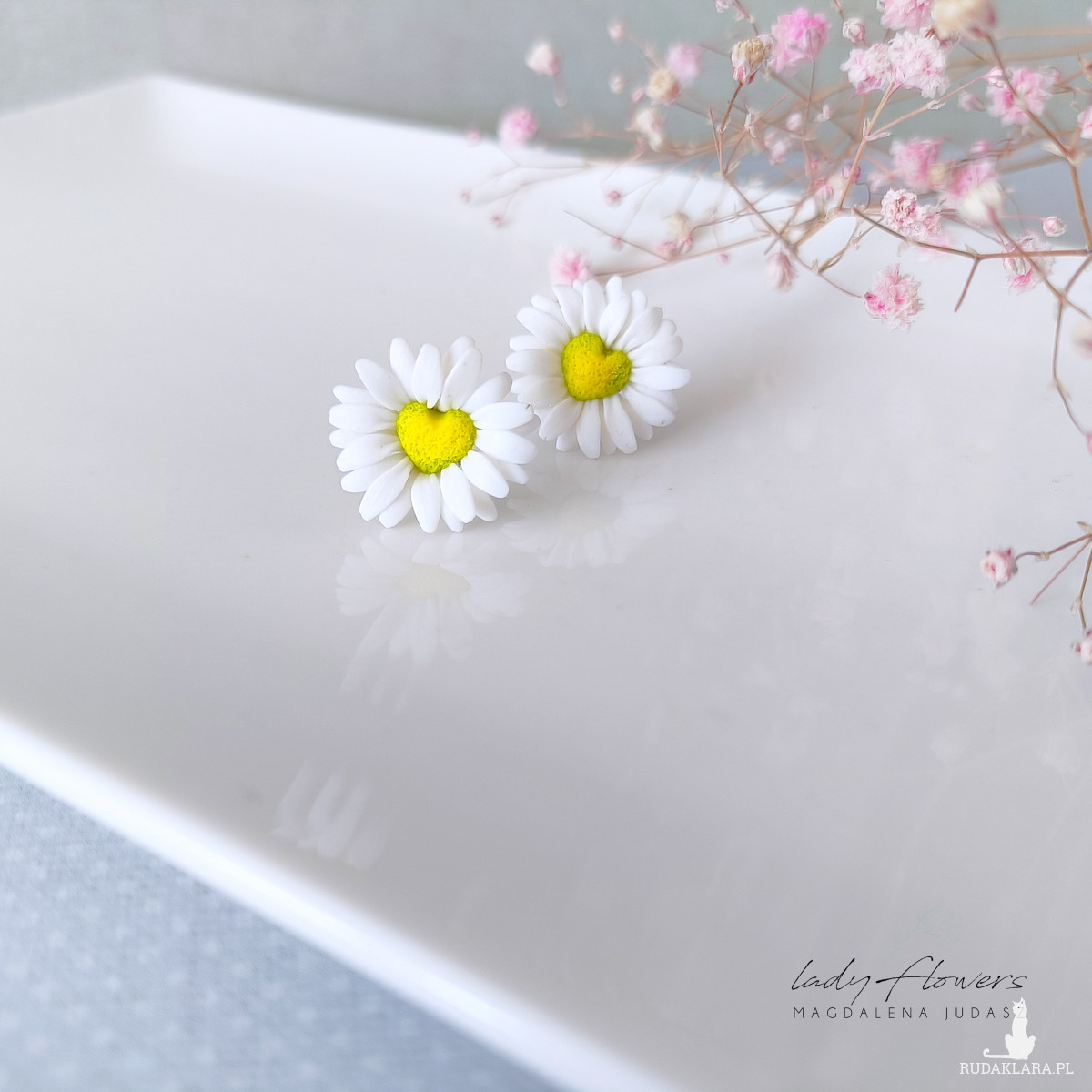 Kolczyki stokrotki serduszka