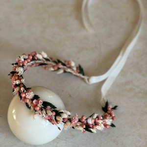 Ślubny wianek na głowę z suszonych roślin, boho wianek