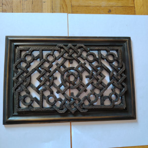 Kratka wentylacyjna lub do kominka z mosiadzu autorski wzor wlasny projekt Średnia wzor przeplatanka mlotkowana ciemna