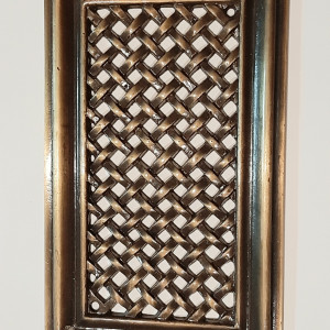 Kratka wentylacyjna lub do kominka z mosiadzu autorski wzor wlasny projekt -mala prostokatna 24.5x15