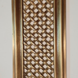 Kratka wentylacyjna lub do kominka z mosiadzu autorski wzor wlasny projekt -mala prostokatna 25x13 jasna