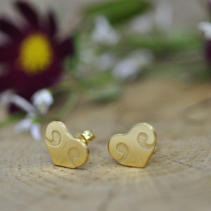 Serce - nosek / pies - kolczyki, srebro pozłacane