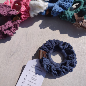 Gumki gumka do włosów scrunchie frotki (frotka) CIEMNO NIEBIESKI