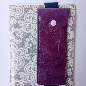 Etui/ piórnik/przybornik na długopisy/skóra/śliwkowy