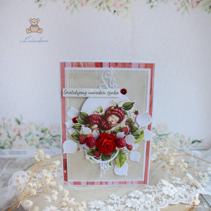 Kartka na narodziny, prezent na narodziny dziecka, chrzest "Baby Fruit 2" GOTOWA