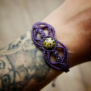 Bransoletka Jaspis- odwaga/sukces.mikro makrama