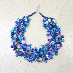 6453 niebieski, granatowy, fioletowy naszyjnik; kolia