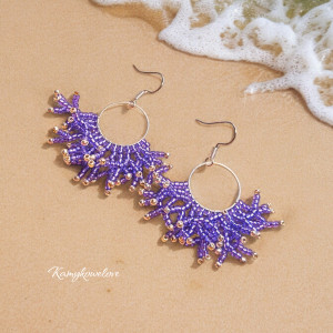 ❤Koralowce❤ręcznie szyte kolczyki.