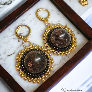 ❤Ręcznie szyte kolczyki z żywicą 3D❤