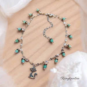 Bransoletka na kostkę z agatem - stal chirurgiczna.❤