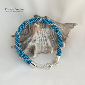 Bransoletka koralikowa turkusowo-beżowa