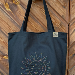 Torba bawełniana z haftem słońca z księżycem