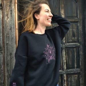 Bluza z haftem kwatu lotosu rozmiar S
