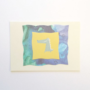 śmieszna kartka, kartka bez życzeń, kartka dla dziecka, pastelowa kartka, krokodyl kartka, fajna kartka, zaproszenie bez tekstu