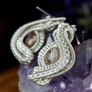 Cyrkonia, Srebrne kolczyki w kształcie oka z cyrkonią, ręcznie wykonane, prezent dla niej, prezent dla mamy, prezent urodzinowy, biżuteria