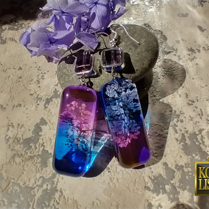 Viola - kolczyki z żywicy i szkła