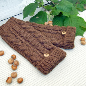 Getry wełniane, brązowe, ocieplacze na nogi